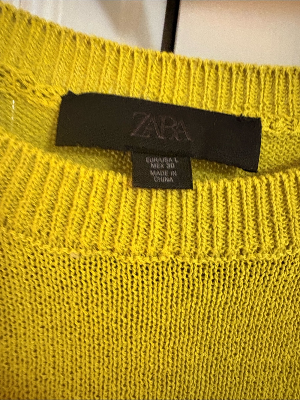 ZARA Chartreause Linen Blend Crewneck Sweater - Women's